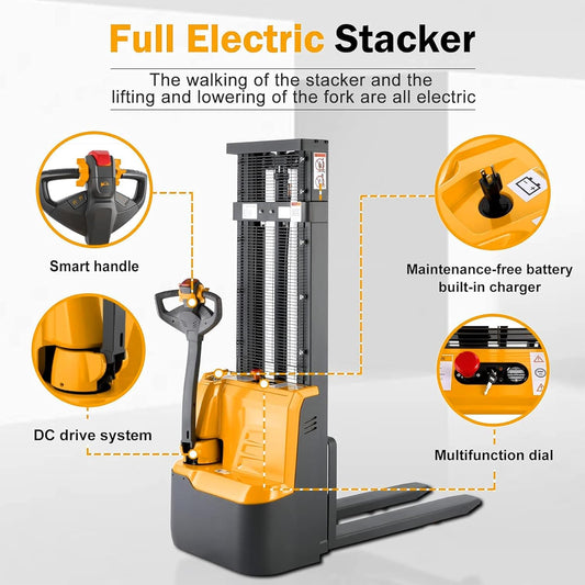 Full Electric Pallet Truck 1000kg 2000kg Walking Electric Stacker