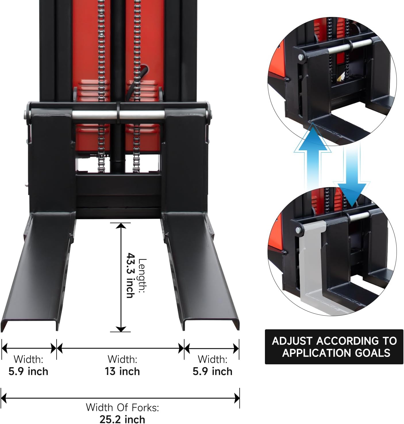 Semi-Electric Pallet Stacker 98" Lifting Height Wakie Stacker with Adjustable Forks