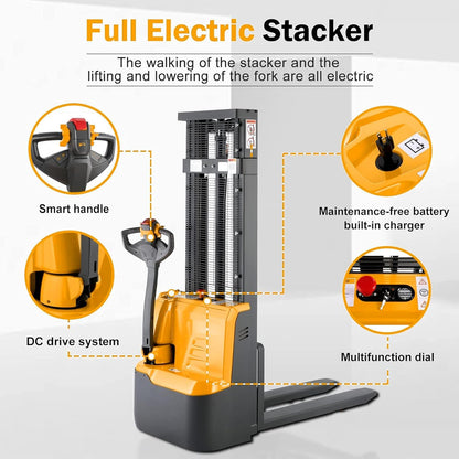 Full Electric Pallet Truck 1000kg 2000kg Walking Electric Stacker